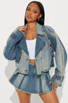 Lira Tinted Cropped Denim Trench Coat - Vintage Wash